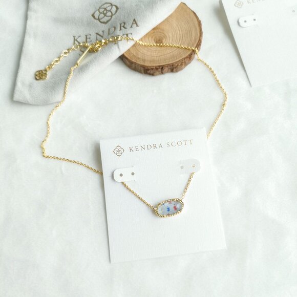 🌟Kendra Scott🌟 Elisa Red White Blue Star Necklace Gold - Picture 3 of 3